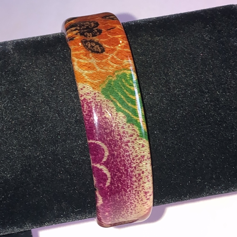 Multicolor Floral Pattern Boho Cuff Bangle Bracelet